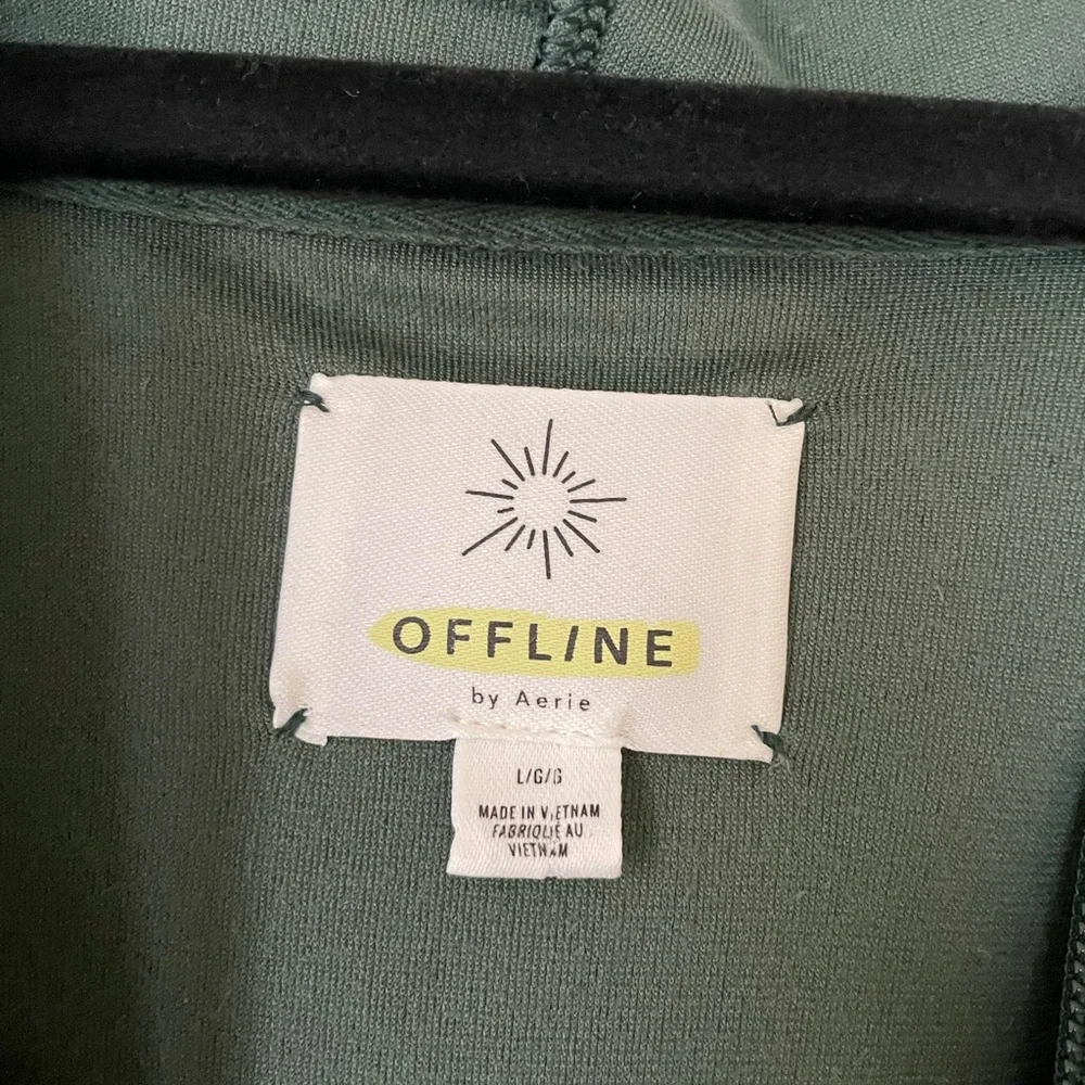 EUC Aerie Dark Green Velour Zipped Hoodie - Picture 5 of 6